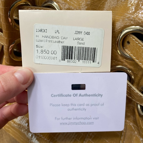 JIMMY CHOO TAN LIZARD PRINT LEATHER HANDBAG - Picture 6 of 10